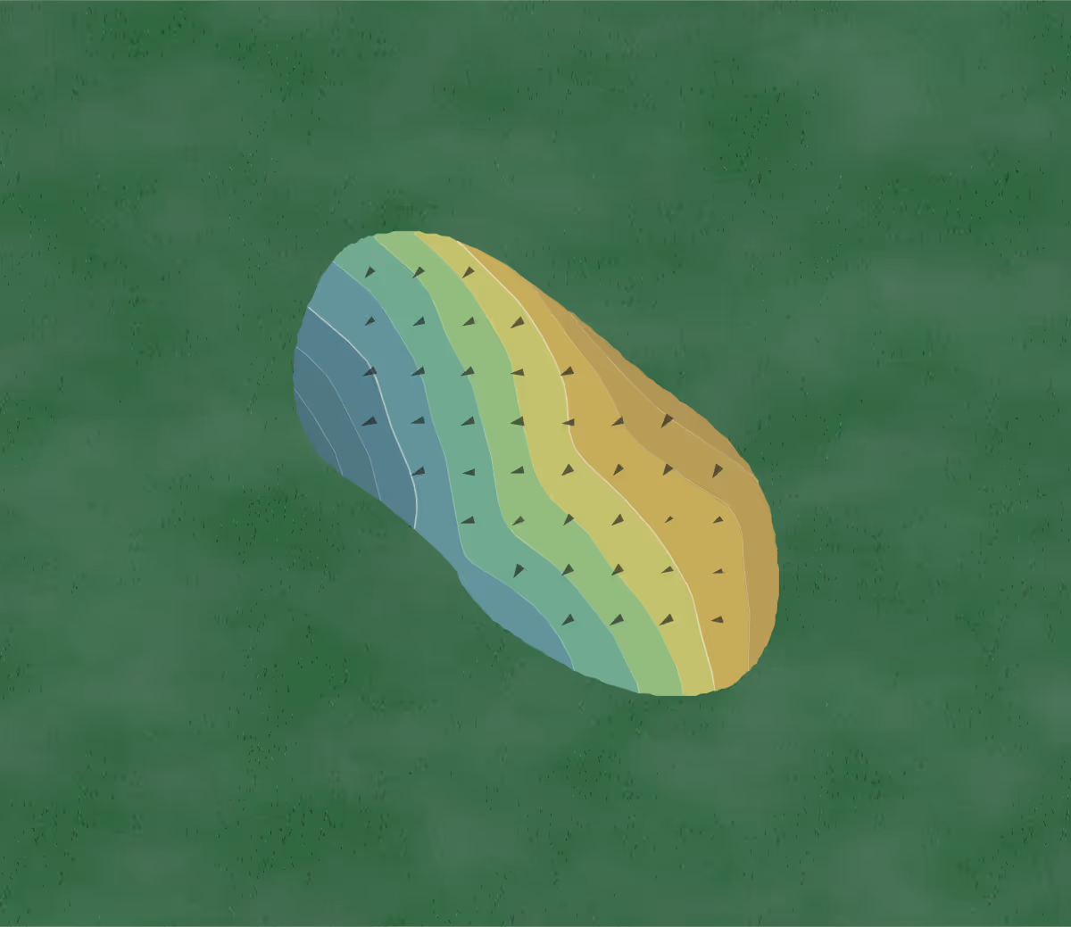 Green contour map of Evergreen Hills in Southfield, Michigan — 9 elevation contours at a 3-inch interval with fall-line arrows, traced from 1-meter lidar