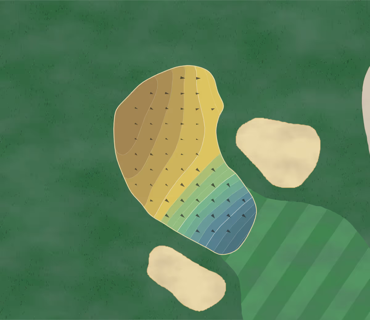 Green contour map of Fairfield Plantation in Villa Rica, Georgia — 160 elevation contours at a 3-inch interval with fall-line arrows, traced from 1-meter lidar