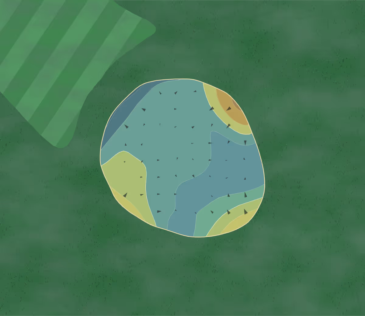 Green contour map of Fairlawn GC in Lincoln, Rhode Island — 50 elevation contours at a 3-inch interval with fall-line arrows, traced from 1-meter lidar