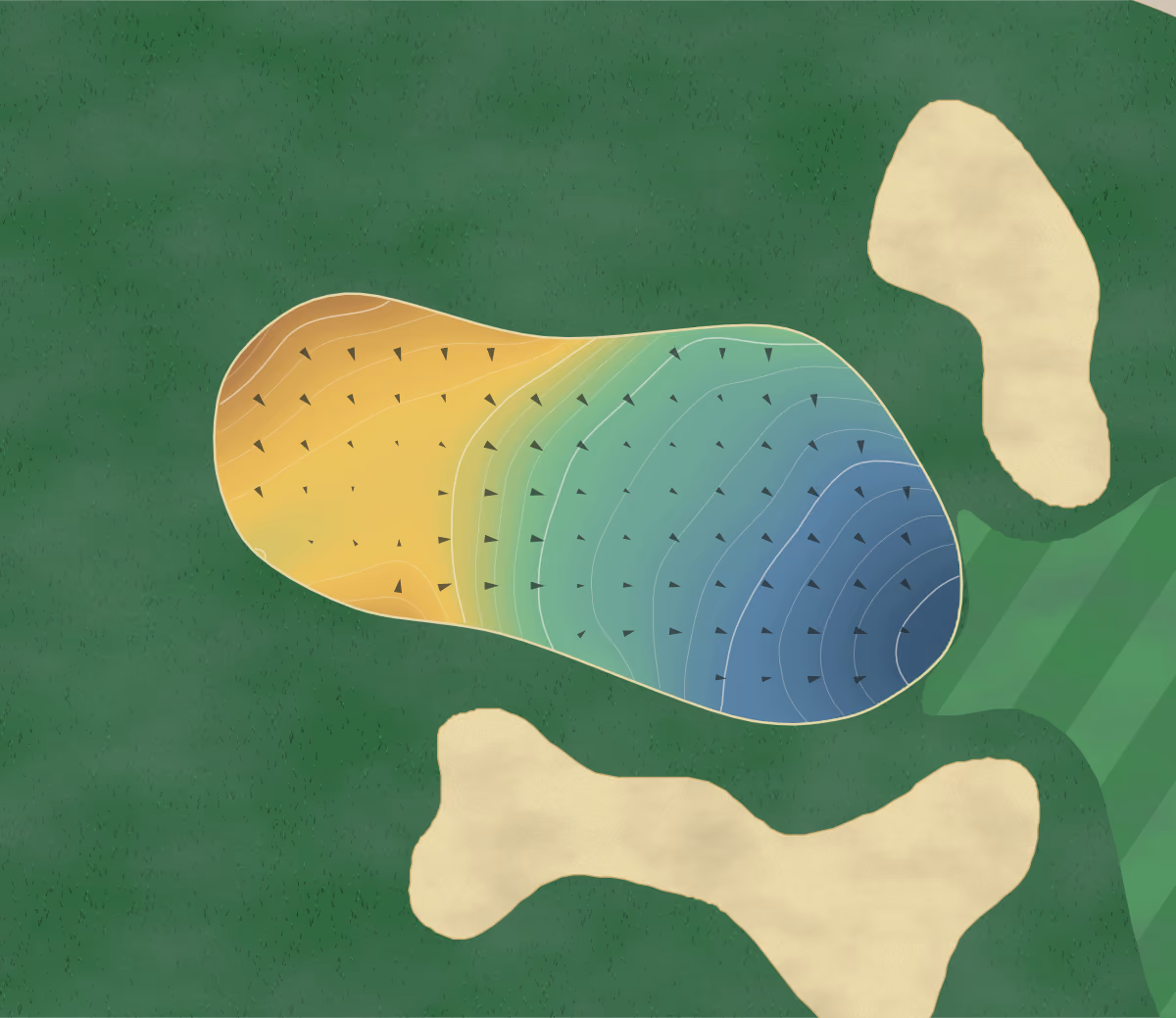 Green contour map of Fairway Hills in Woodbine, Maryland: 214 elevation contours at a 3-inch interval with fall-line arrows, traced from 1-meter lidar