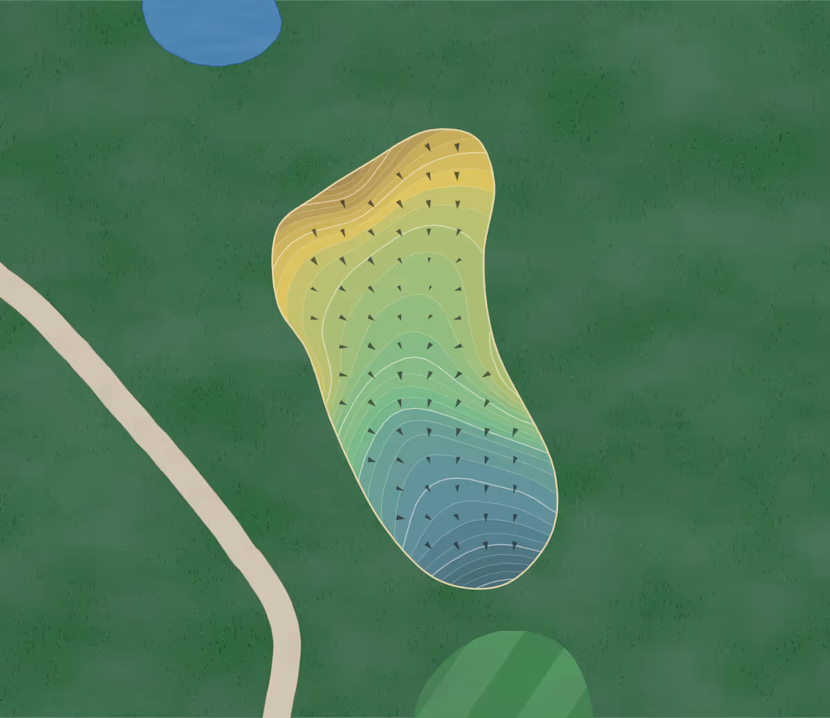 Green contour map of Falcon Ridge in Mesquite, Nevada — 352 elevation contours at a 3-inch interval with fall-line arrows, traced from 1-meter lidar