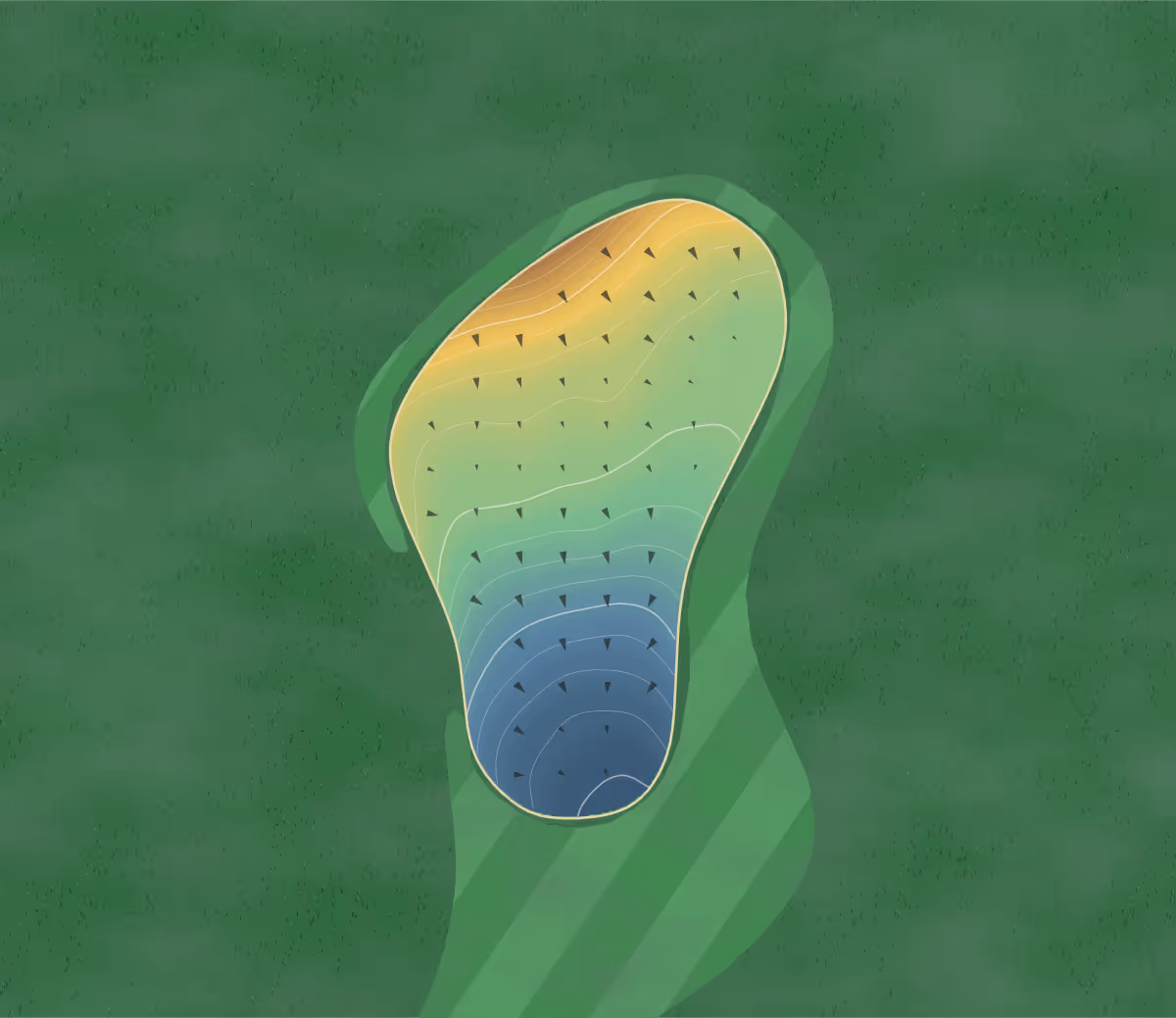 Green contour map of Falcon Valley in Lenexa, Kansas: 63 elevation contours at a 3-inch interval with fall-line arrows, traced from 1-meter lidar
