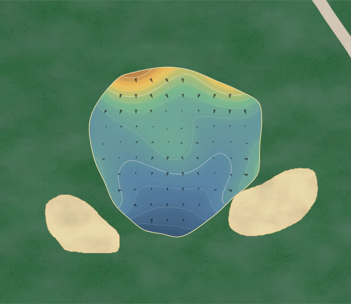 Green contour map of Falling Creek in Kinston, North Carolina: 171 elevation contours at a 3-inch interval with fall-line arrows, traced from 1-meter lidar