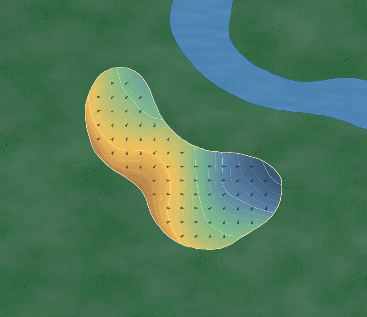 Green contour map of Barber Creek in Kent City, Michigan: 202 elevation contours at a 3-inch interval with fall-line arrows, traced from 1-meter lidar