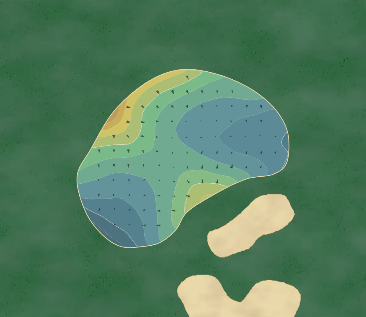 Green contour map of Falmouth Country in East Falmouth, Massachusetts — 161 elevation contours at a 3-inch interval with fall-line arrows, traced from 1-meter lidar