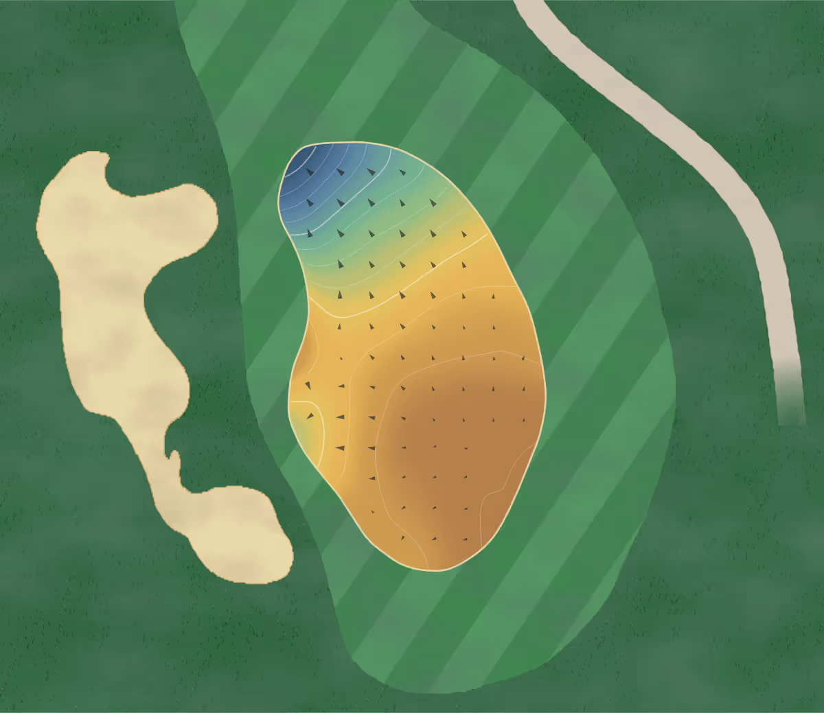 Green contour map of Family Sports in Centennial, Colorado — 84 elevation contours at a 3-inch interval with fall-line arrows, traced from 1-meter lidar