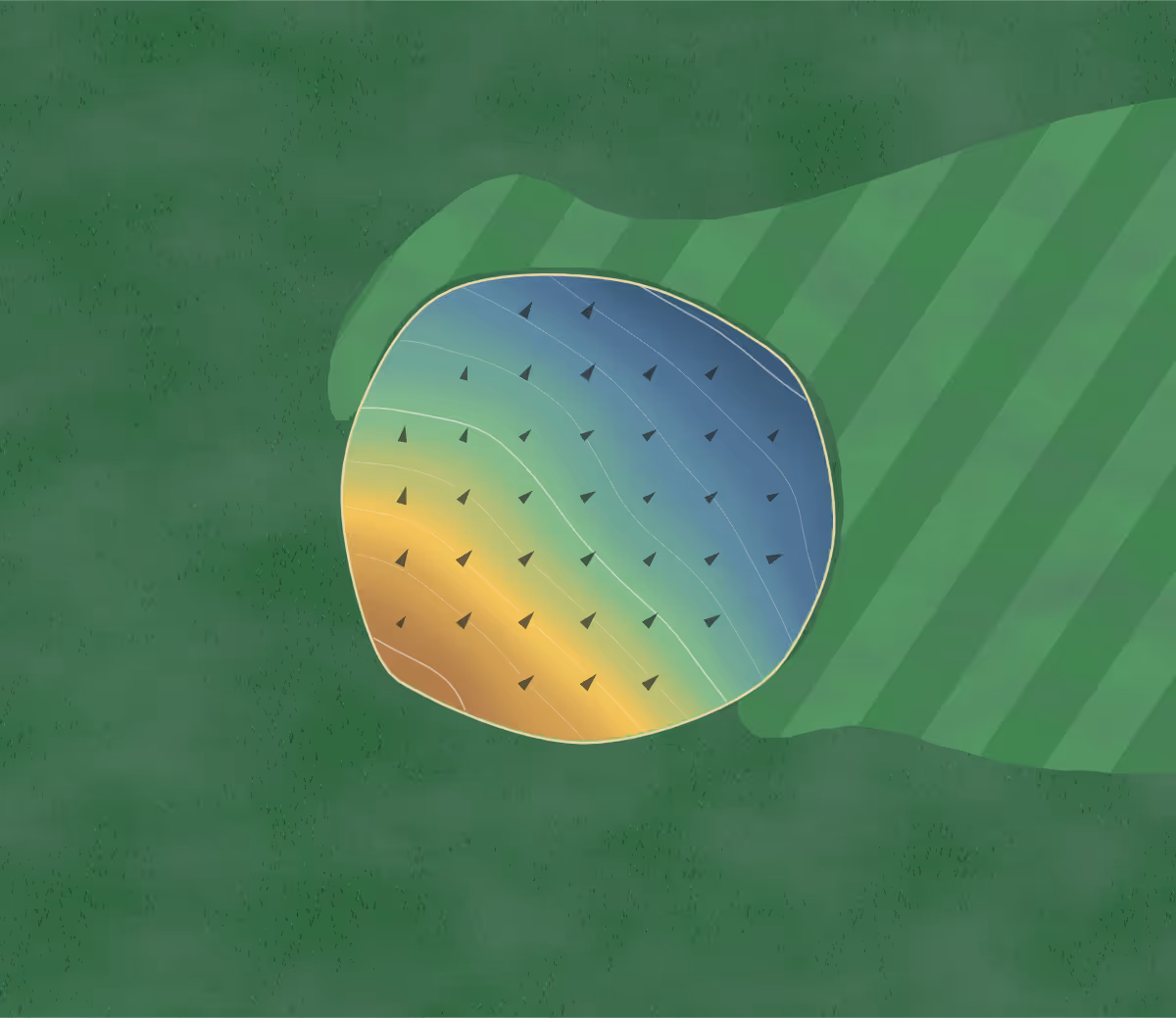 Green contour map of Feather River in Blairsden, California: 26 elevation contours at a 3-inch interval with fall-line arrows, traced from 1-meter lidar