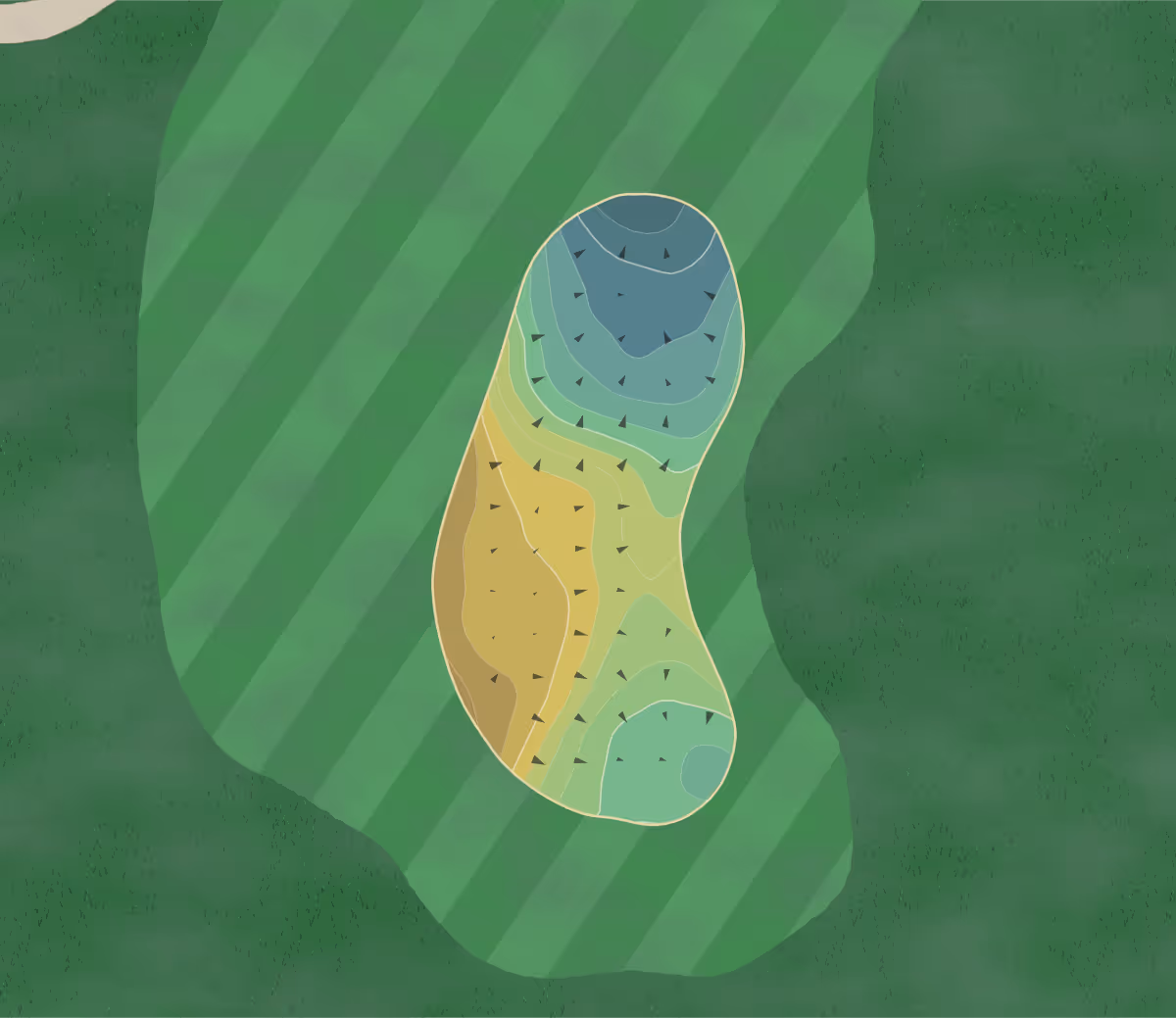Green contour map of Federal Club in Glen Allen, Virginia — 175 elevation contours at a 3-inch interval with fall-line arrows, traced from 1-meter lidar