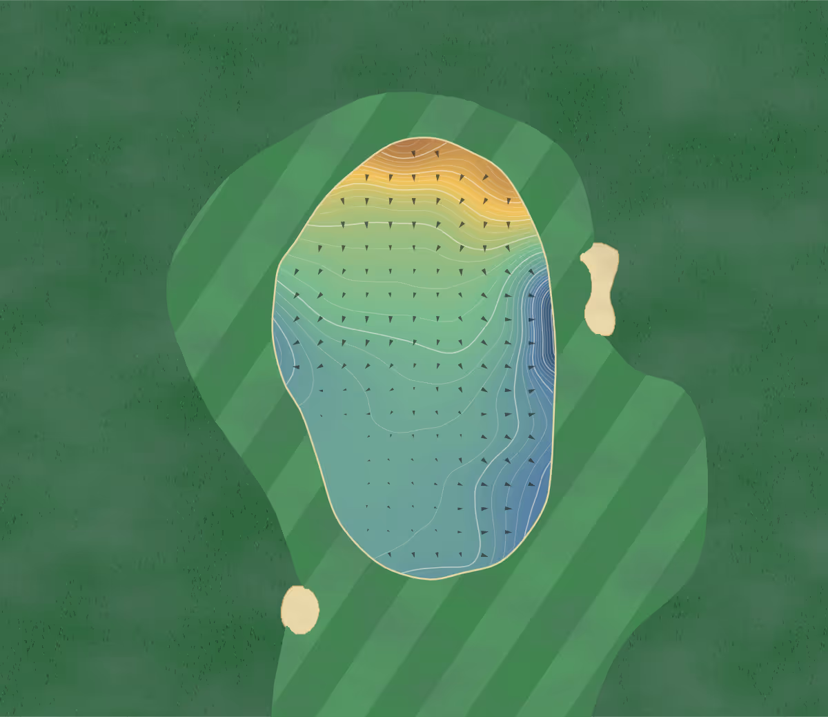 Green contour map of Felixstowe Ferry in Felixstowe, England: 216 elevation contours at a 8-centimeter interval with fall-line arrows, traced from 1-meter lidar