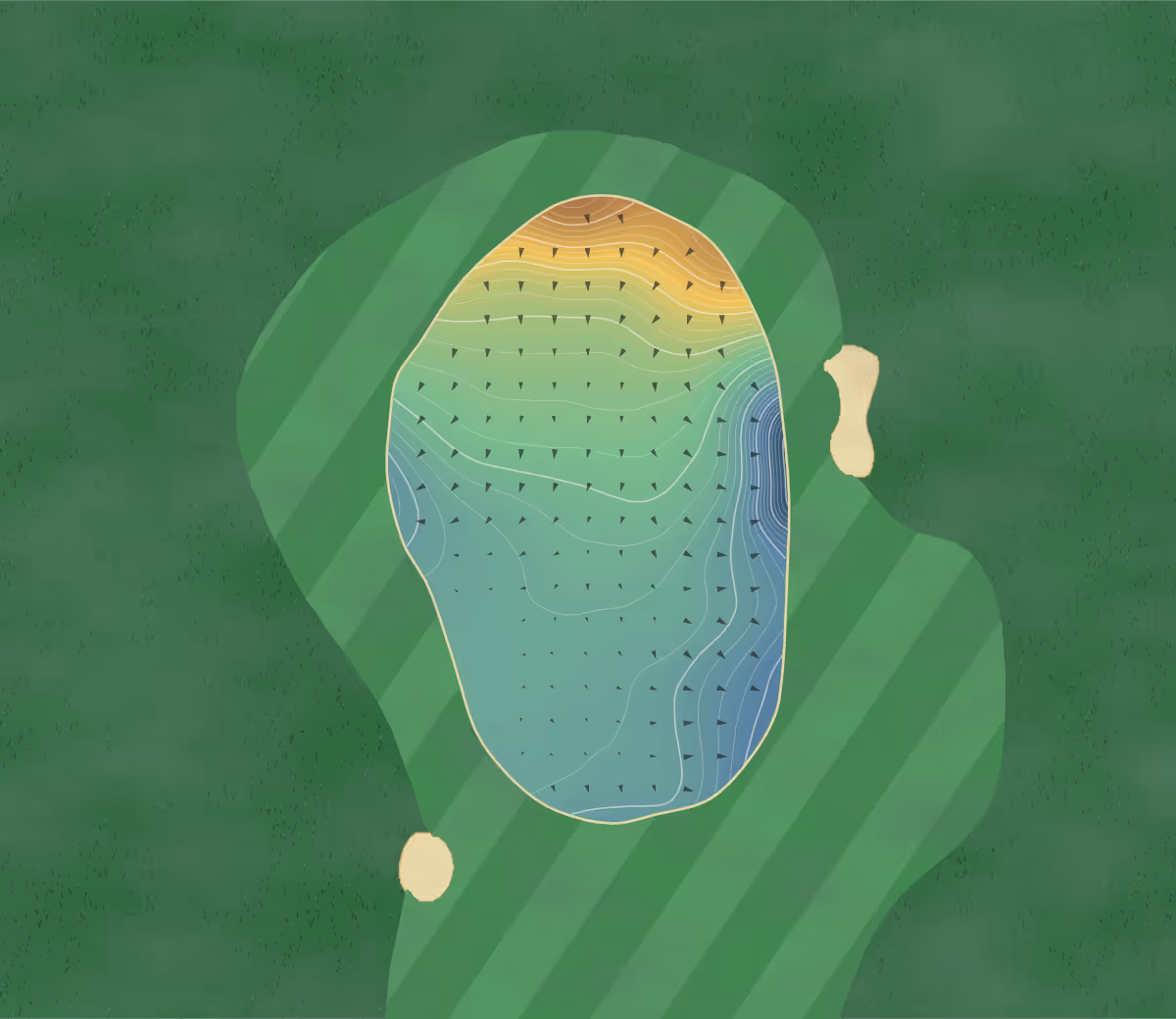 Green contour map of Felixstowe Ferry in Felixstowe, England — 216 elevation contours at a 8-centimeter interval with fall-line arrows, traced from 1-meter lidar