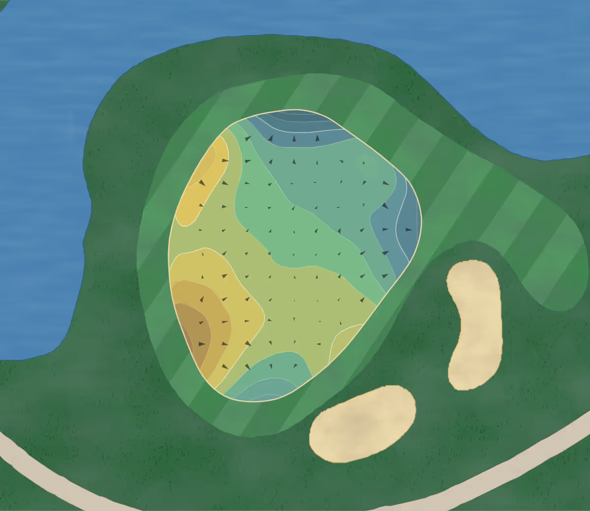 Green contour map of Fellows Creek in Canton, Michigan — 156 elevation contours at a 3-inch interval with fall-line arrows, traced from 1-meter lidar