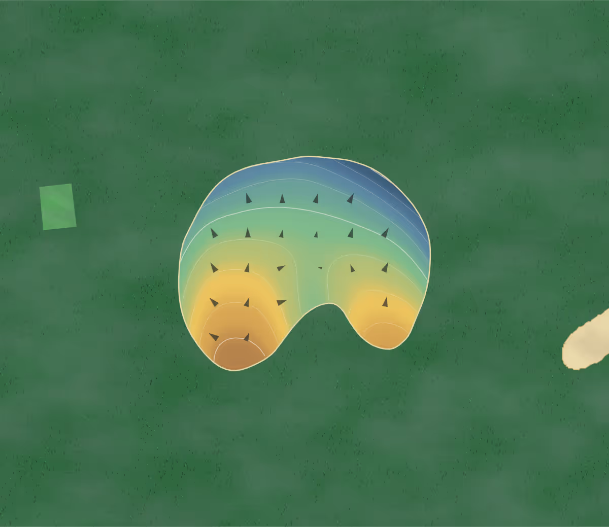 Green contour map of Fenway Pitch and Putt in Winchendon, Massachusetts — 93 elevation contours at a 3-inch interval with fall-line arrows, traced from 1-meter lidar