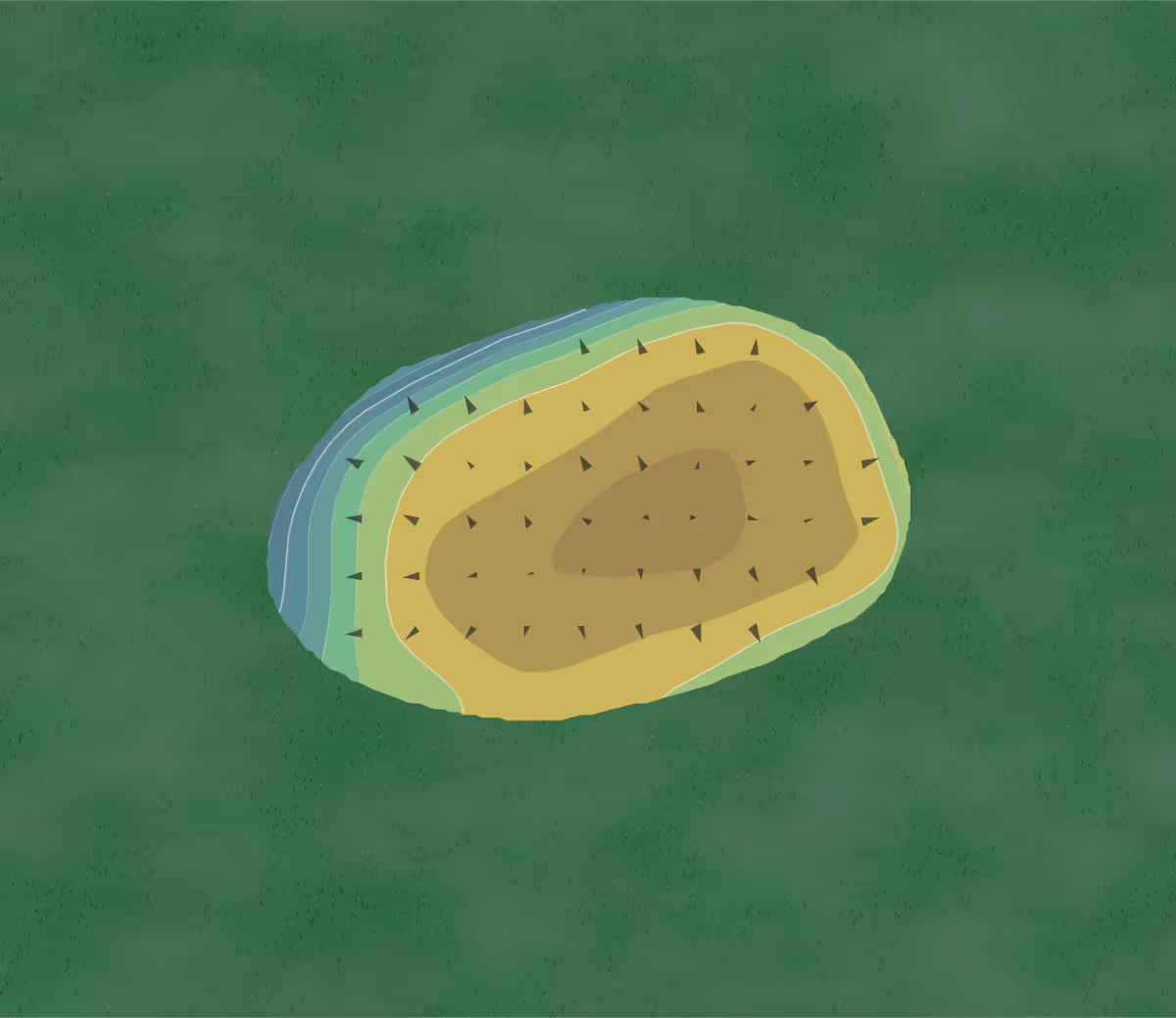 Green contour map of Fern Hall in Clifford Township, Pennsylvania: 8 elevation contours at a 3-inch interval with fall-line arrows, traced from 1-meter lidar