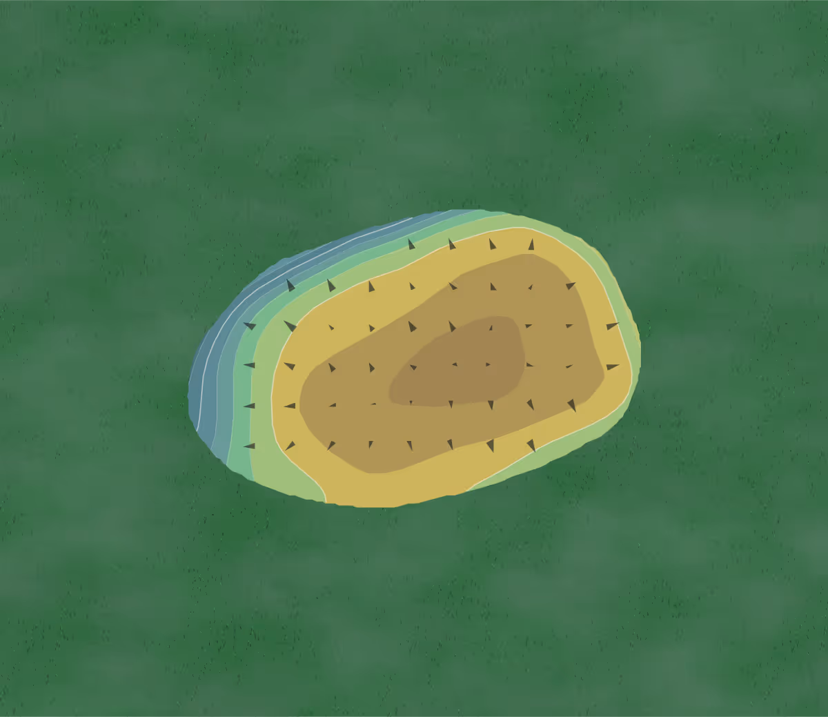 Green contour map of Fern Hall in Clifford Township, Pennsylvania — 8 elevation contours at a 3-inch interval with fall-line arrows, traced from 1-meter lidar