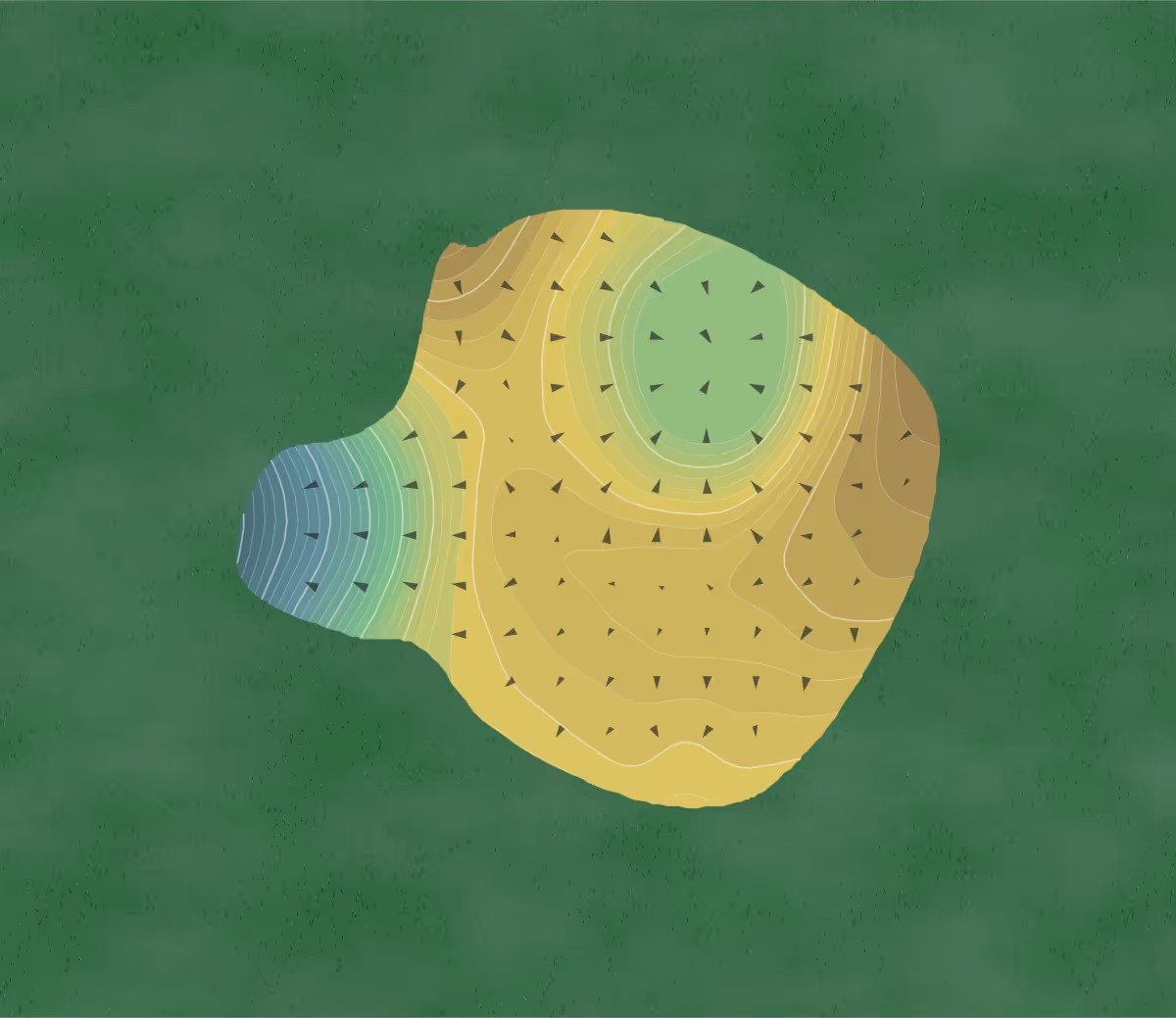 Green contour map of First Tee of Augusta in Augusta, Georgia — 287 elevation contours at a 3-inch interval with fall-line arrows, traced from 1-meter lidar