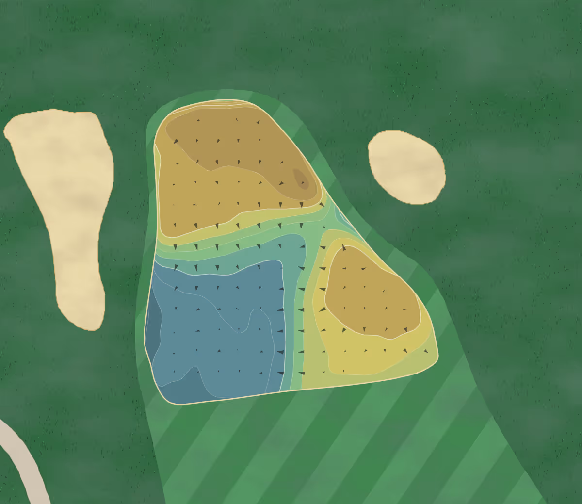 Green contour map of Fishers Island in Fishers Island, New York — 273 elevation contours at a 3-inch interval with fall-line arrows, traced from 1-meter lidar