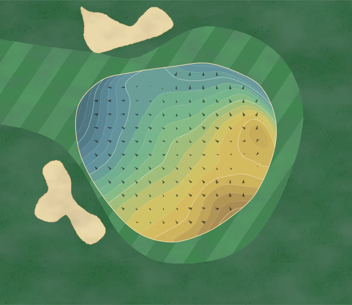 Green contour map of Flanders Valley in Flanders, New Jersey — 305 elevation contours at a 3-inch interval with fall-line arrows, traced from 1-meter lidar