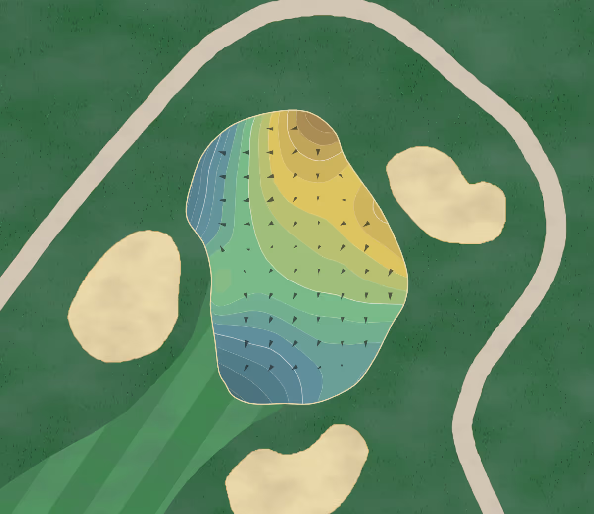 Green contour map of Flatbush in Littlestown, Pennsylvania — 158 elevation contours at a 3-inch interval with fall-line arrows, traced from 1-meter lidar