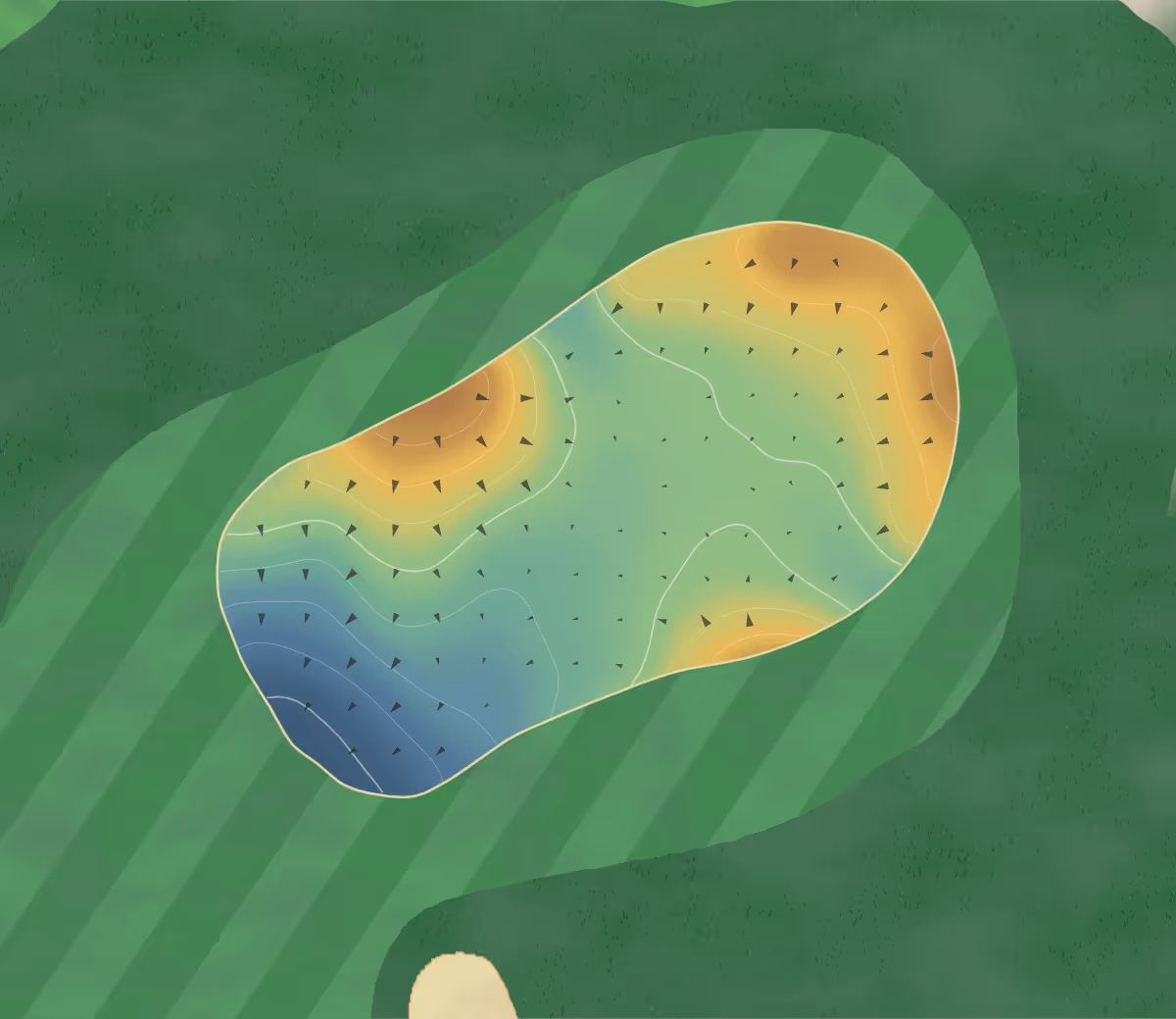 Green contour map of Flint GC in Flint, Michigan: 144 elevation contours at a 3-inch interval with fall-line arrows, traced from 1-meter lidar