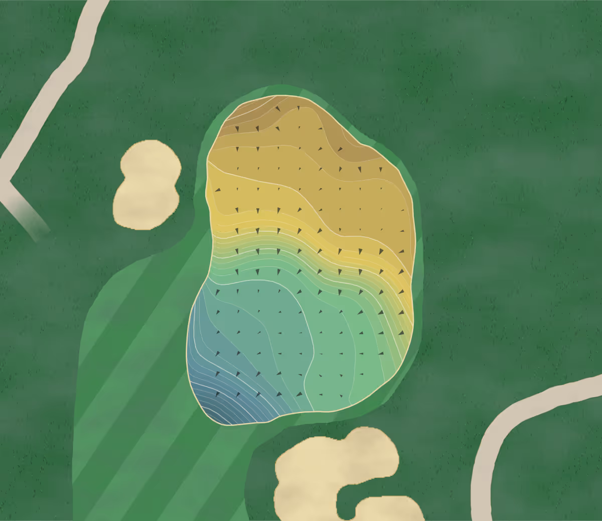 Green contour map of Flying Horse in Colorado Springs, Colorado — 248 elevation contours at a 3-inch interval with fall-line arrows, traced from 1-meter lidar