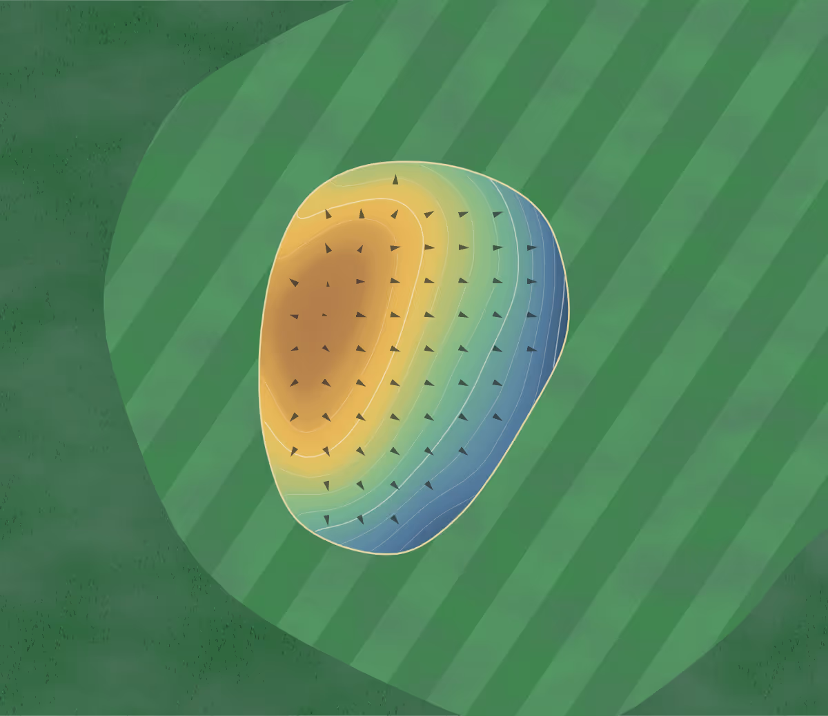 Green contour map of Fonda in Fonda, Iowa — 57 elevation contours at a 3-inch interval with fall-line arrows, traced from 1-meter lidar