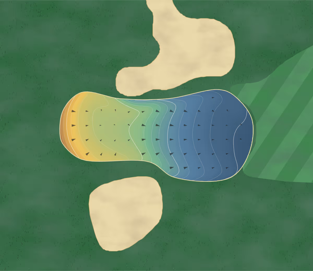 Green contour map of Foothills in Phoenix, Arizona: 182 elevation contours at a 3-inch interval with fall-line arrows, traced from 1-meter lidar