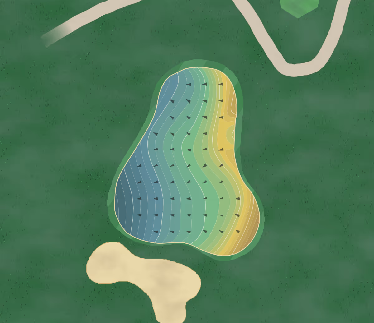 Green contour map of Forest Creek in Round Rock, Texas — 289 elevation contours at a 3-inch interval with fall-line arrows, traced from 1-meter lidar