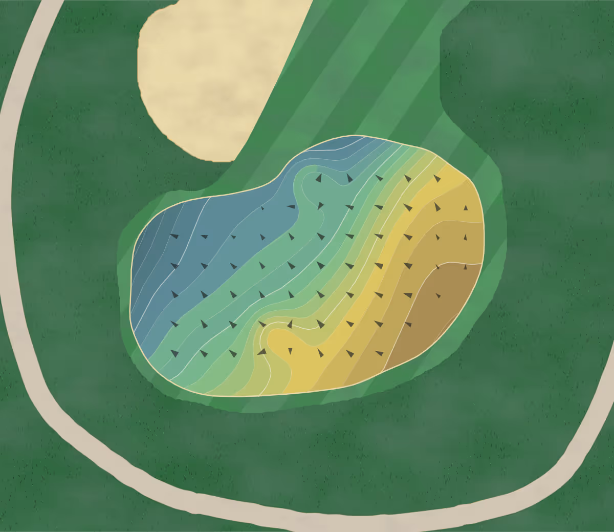Green contour map of Forest Meadows in Murphys, California — 185 elevation contours at a 3-inch interval with fall-line arrows, traced from 1-meter lidar
