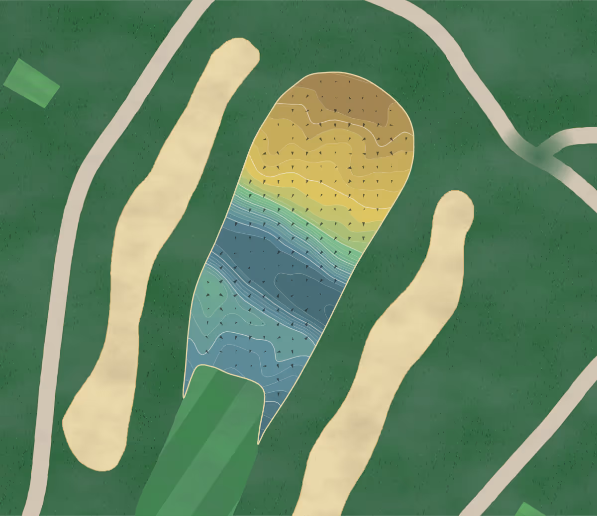 Green contour map of Forsgate in New Jersey, United States — 226 elevation contours at a 3-inch interval with fall-line arrows, traced from 1-meter lidar