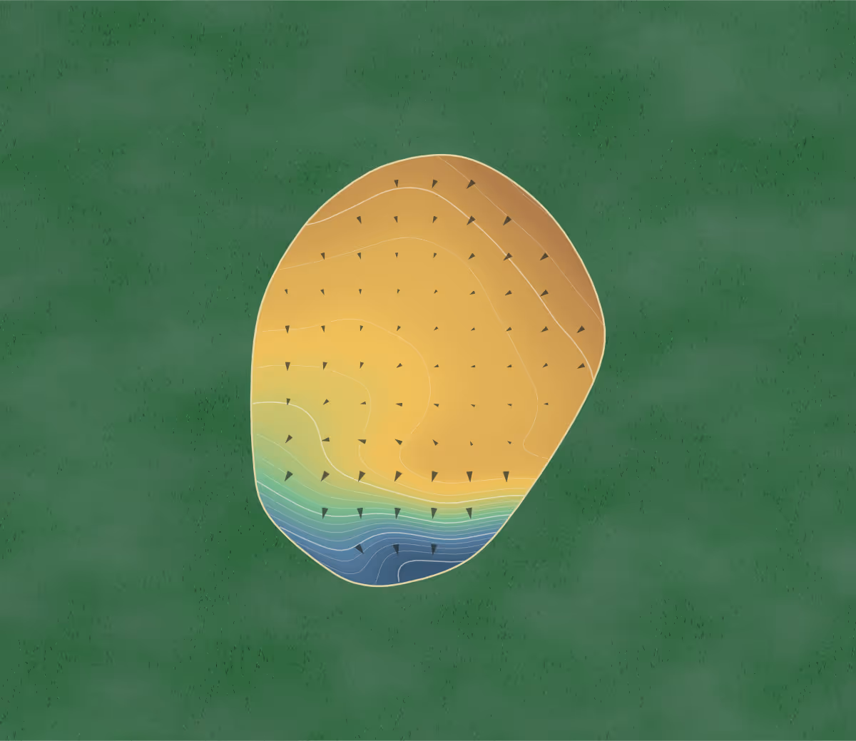 Green contour map of Fort McPherson in Atlanta, Georgia: 67 elevation contours at a 3-inch interval with fall-line arrows, traced from 1-meter lidar