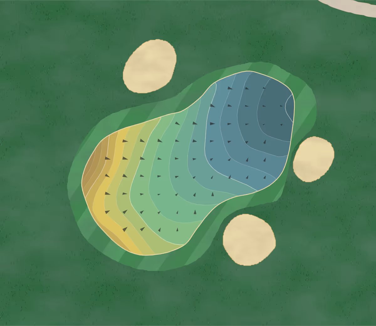 Green contour map of Fort Sam Houston in San Antonio, Texas — 274 elevation contours at a 3-inch interval with fall-line arrows, traced from 1-meter lidar