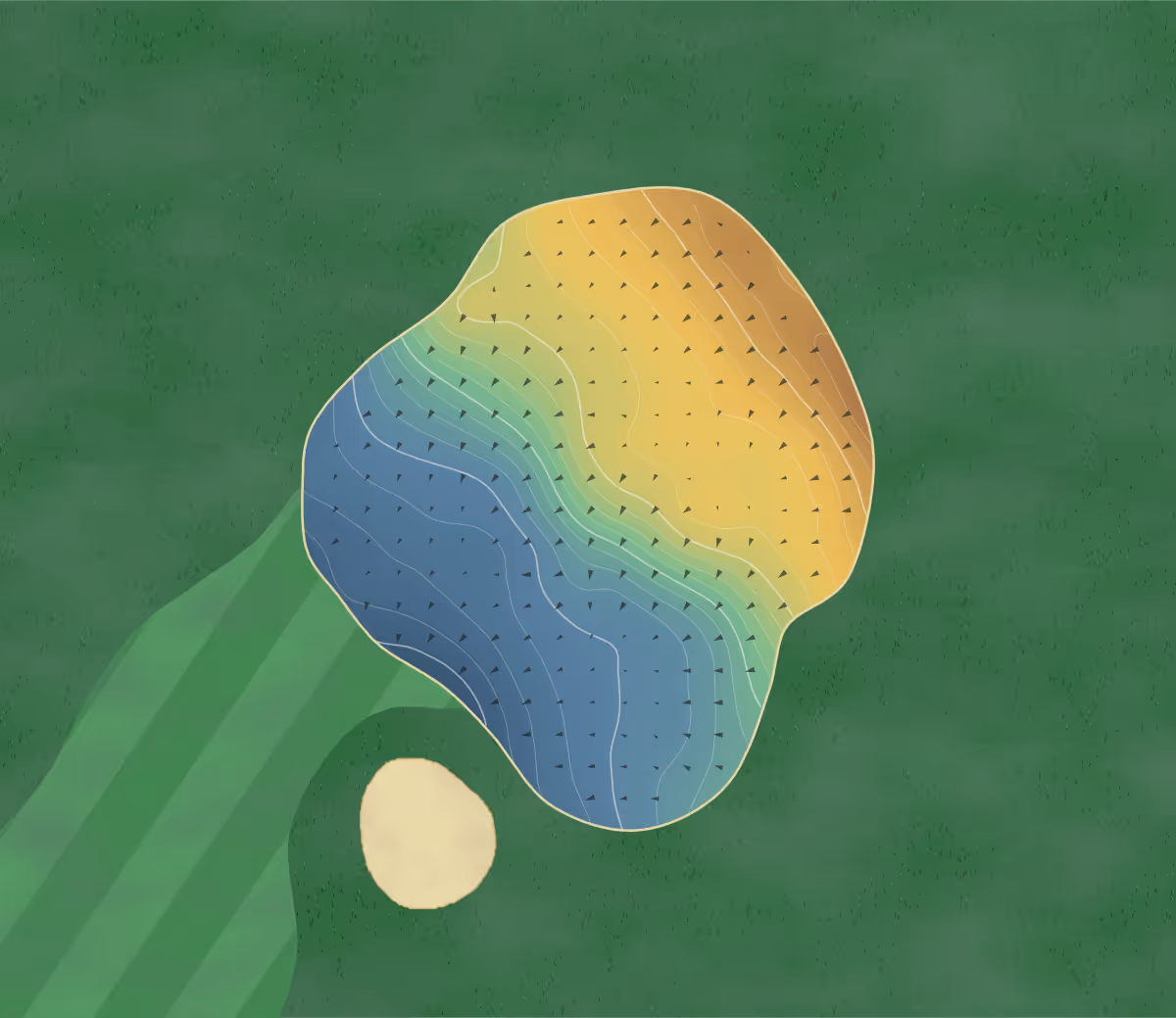 Green contour map of Fota Island in Fota Island, Ireland: 99 elevation contours at a 8-centimeter interval with fall-line arrows, traced from 1-meter lidar