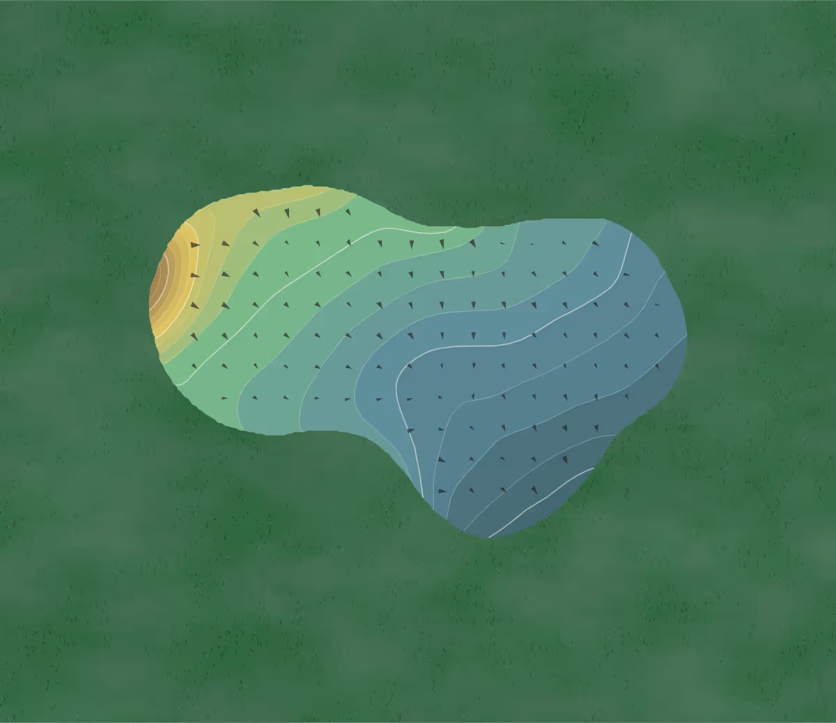 Green contour map of Fountain Hills in Alsip, Illinois — 105 elevation contours at a 3-inch interval with fall-line arrows, traced from 1-meter lidar