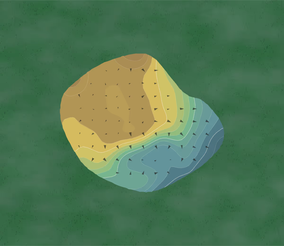 Green contour map of Four Seasons Golf Club in Wrens, Georgia — 31 elevation contours at a 3-inch interval with fall-line arrows, traced from 1-meter lidar