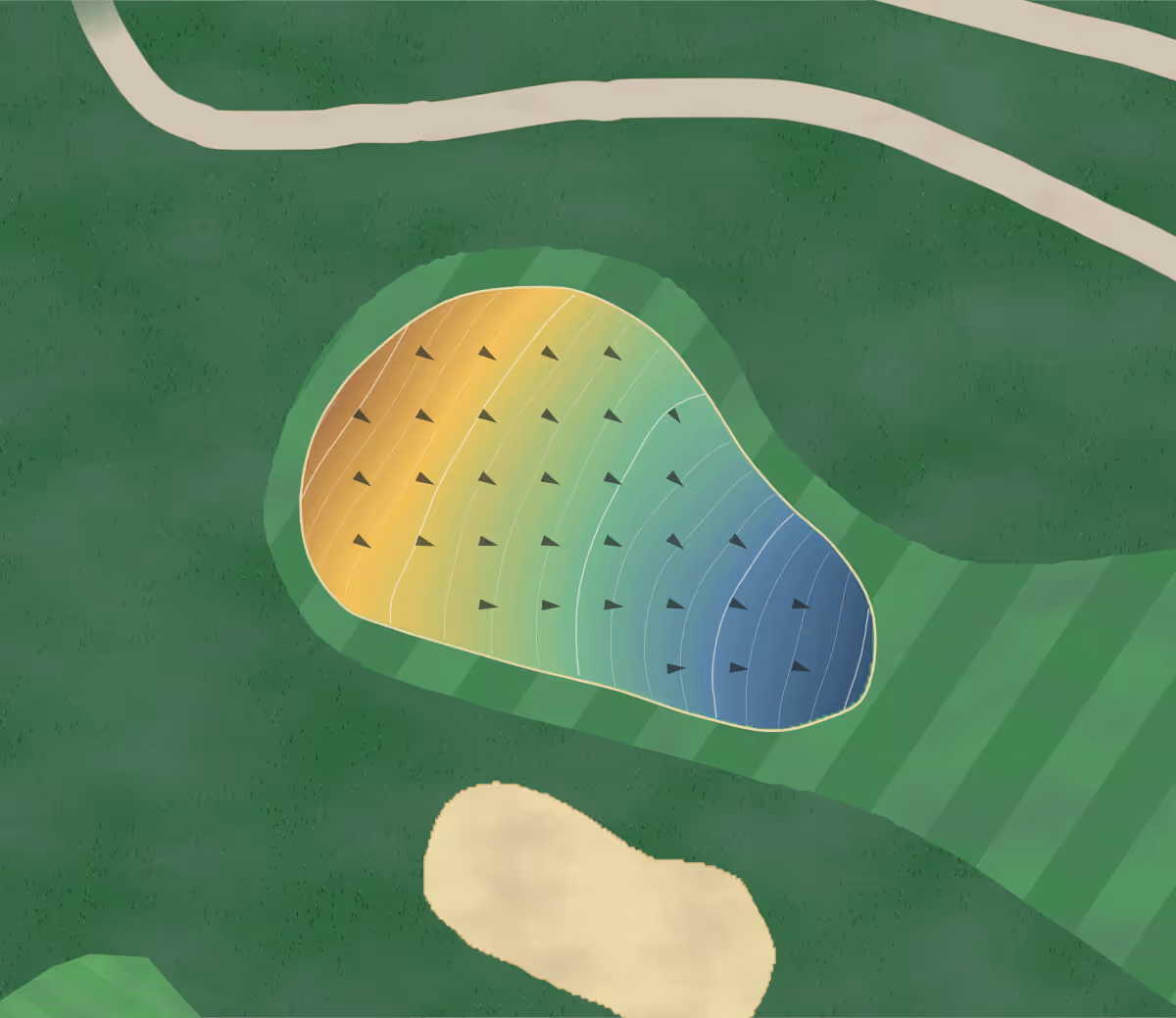 Green contour map of Fox Hills in Plymouth, Michigan: 157 elevation contours at a 3-inch interval with fall-line arrows, traced from 1-meter lidar