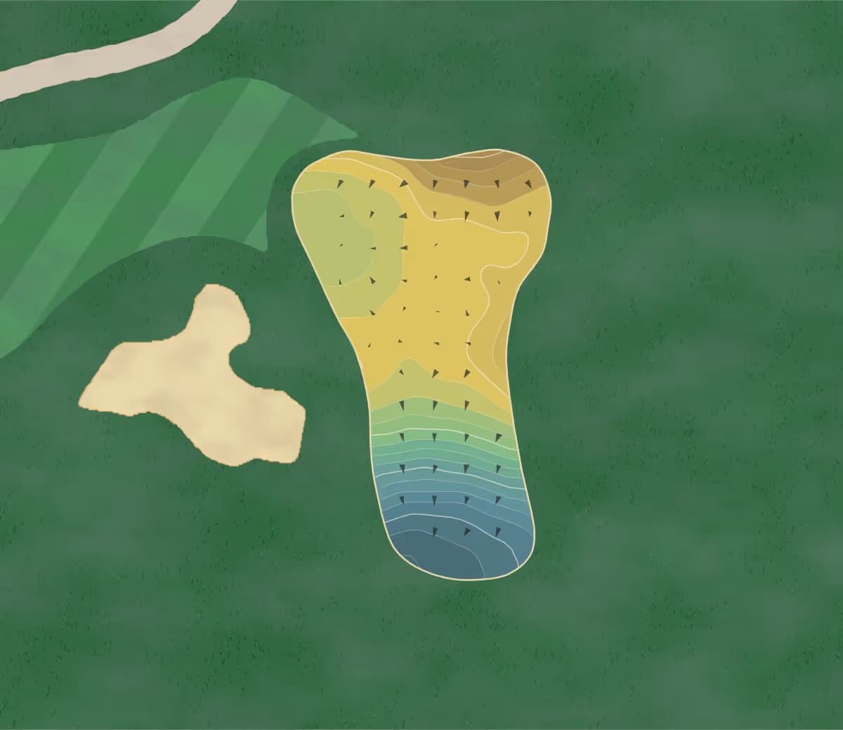 Green contour map of Fox Hopyard in East Haddam, Connecticut — 269 elevation contours at a 3-inch interval with fall-line arrows, traced from 1-meter lidar