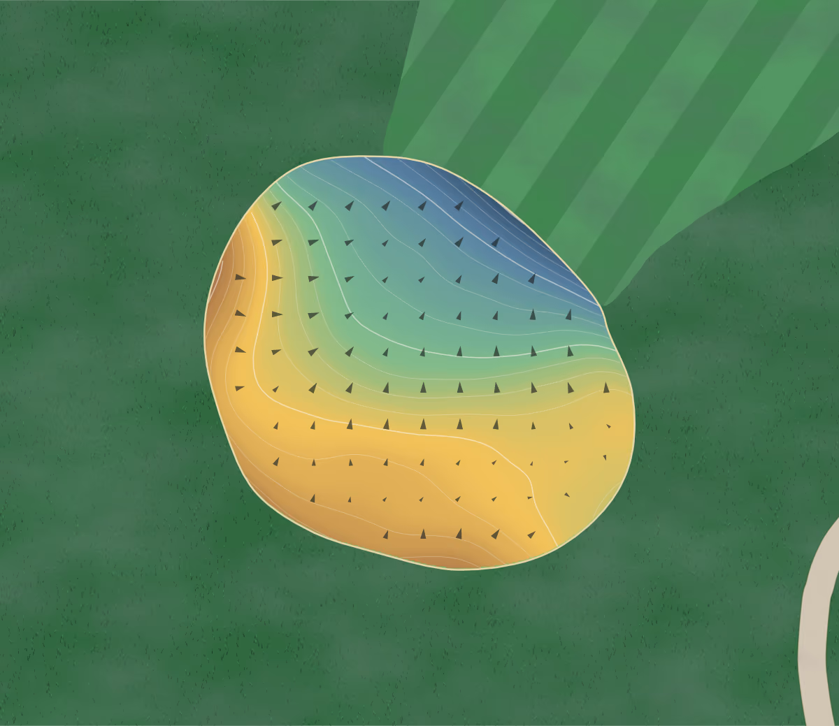 Green contour map of Fox Run in Fountain Inn, South Carolina: 109 elevation contours at a 3-inch interval with fall-line arrows, traced from 1-meter lidar