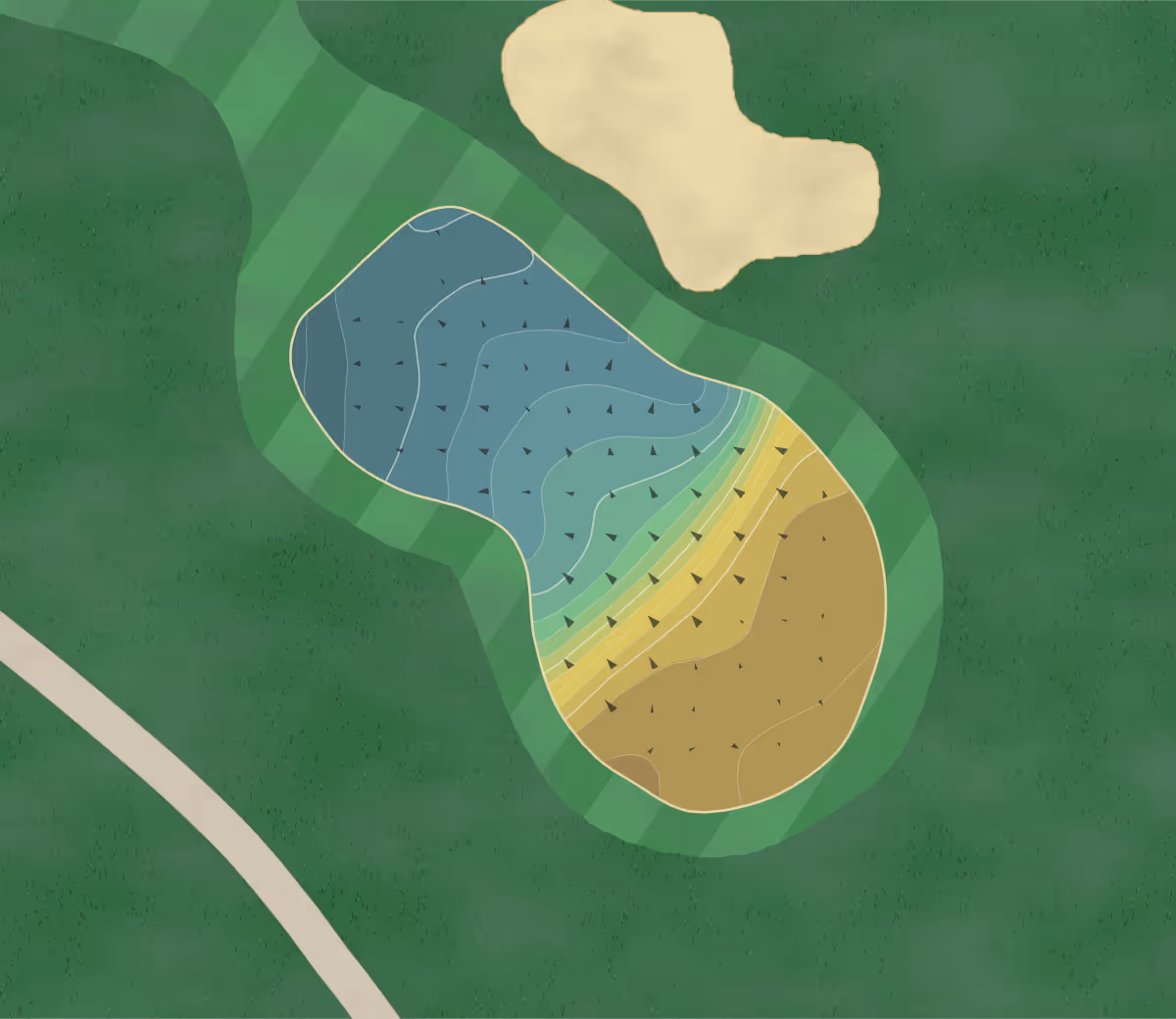 Green contour map of Fox Run in Yankton, South Dakota — 215 elevation contours at a 3-inch interval with fall-line arrows, traced from 1-meter lidar