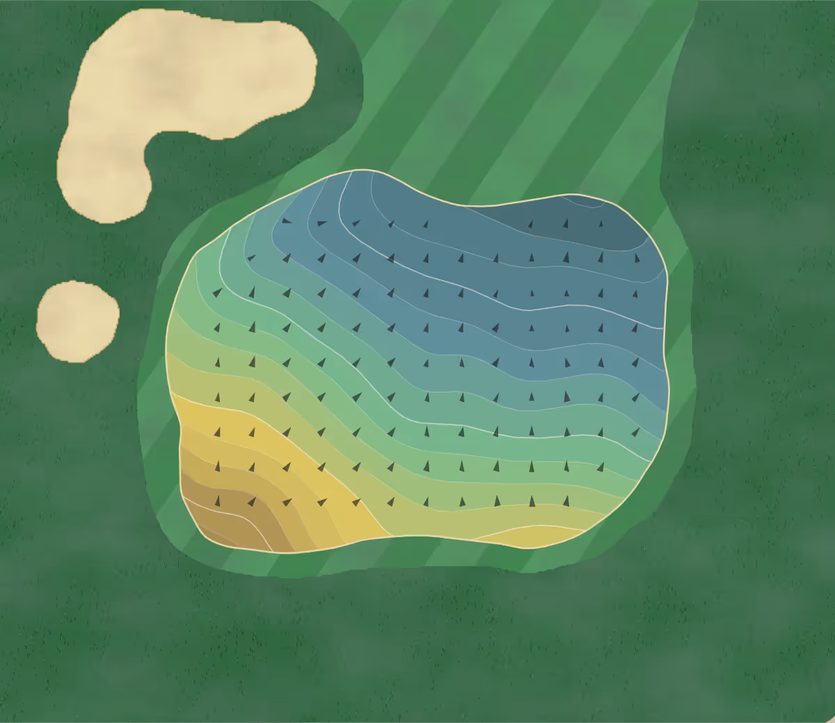 Green contour map of Fox Run in Elk Grove Village, Illinois — 227 elevation contours at a 3-inch interval with fall-line arrows, traced from 1-meter lidar