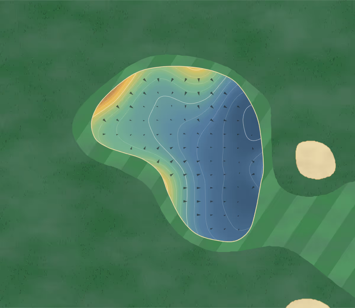 Green contour map of Foxfire in Waupaca, Wisconsin — 179 elevation contours at a 3-inch interval with fall-line arrows, traced from 1-meter lidar