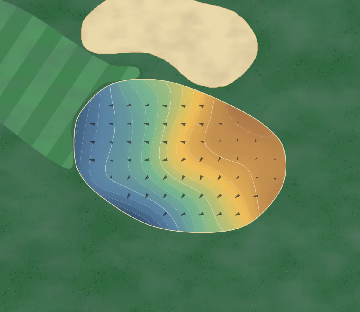 Green contour map of Francis Lake in Lake Park, Georgia: 162 elevation contours at a 3-inch interval with fall-line arrows, traced from 1-meter lidar
