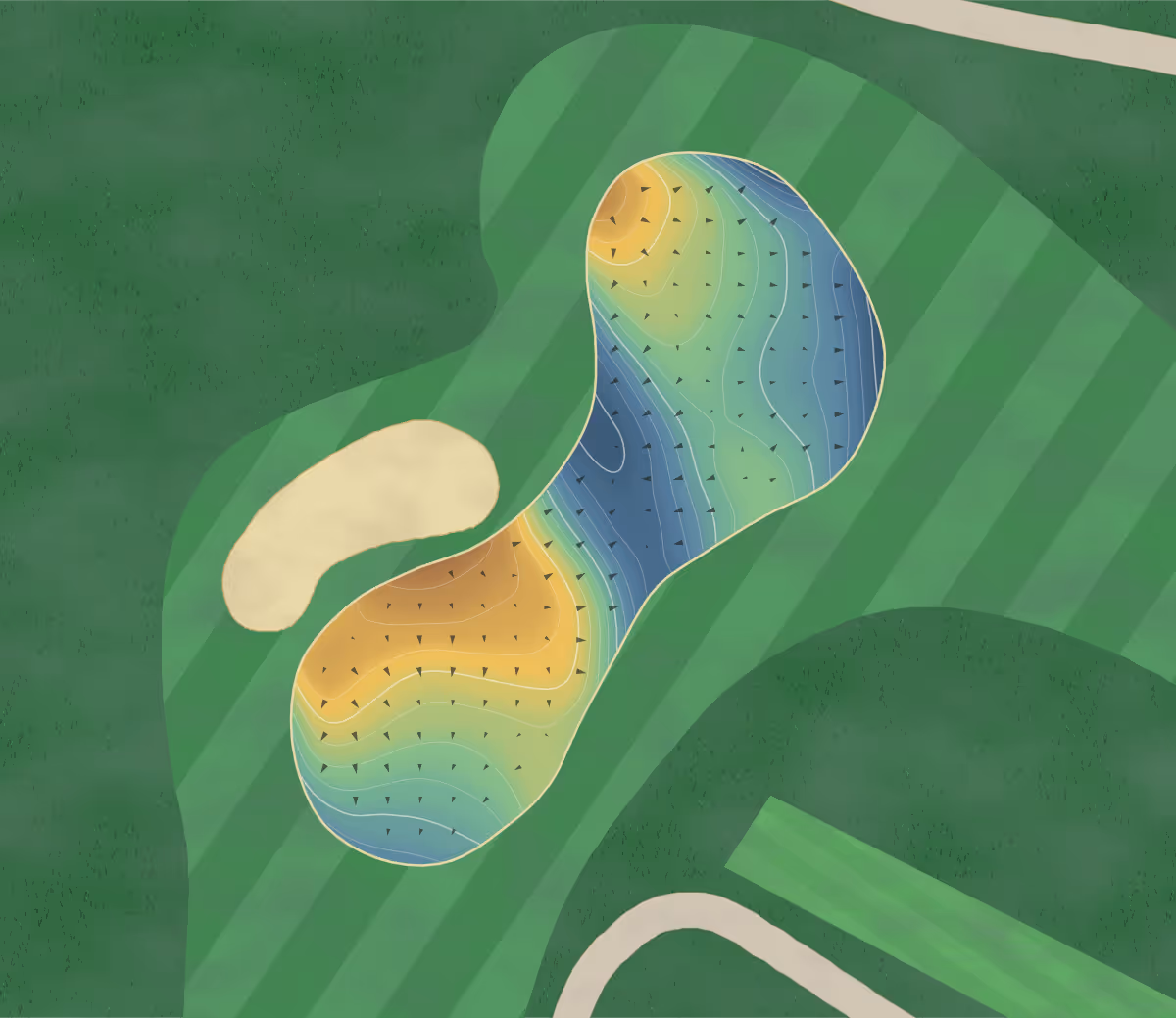 Green contour map of Franklin CC in Franklin, Kentucky: 176 elevation contours at a 3-inch interval with fall-line arrows, traced from 1-meter lidar