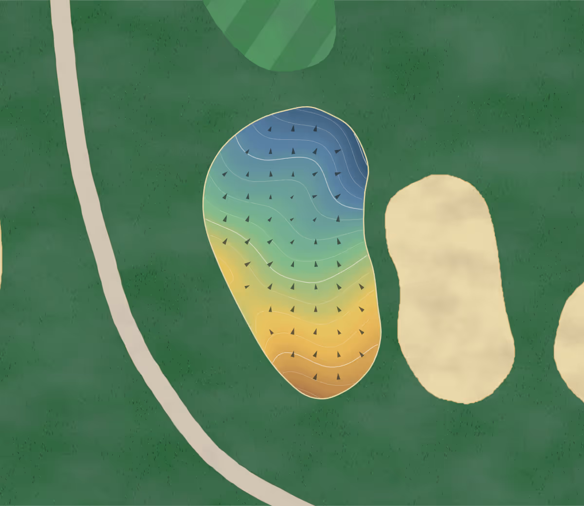Green contour map of Fresh Meadow in Hillside, Illinois: 164 elevation contours at a 3-inch interval with fall-line arrows, traced from 1-meter lidar
