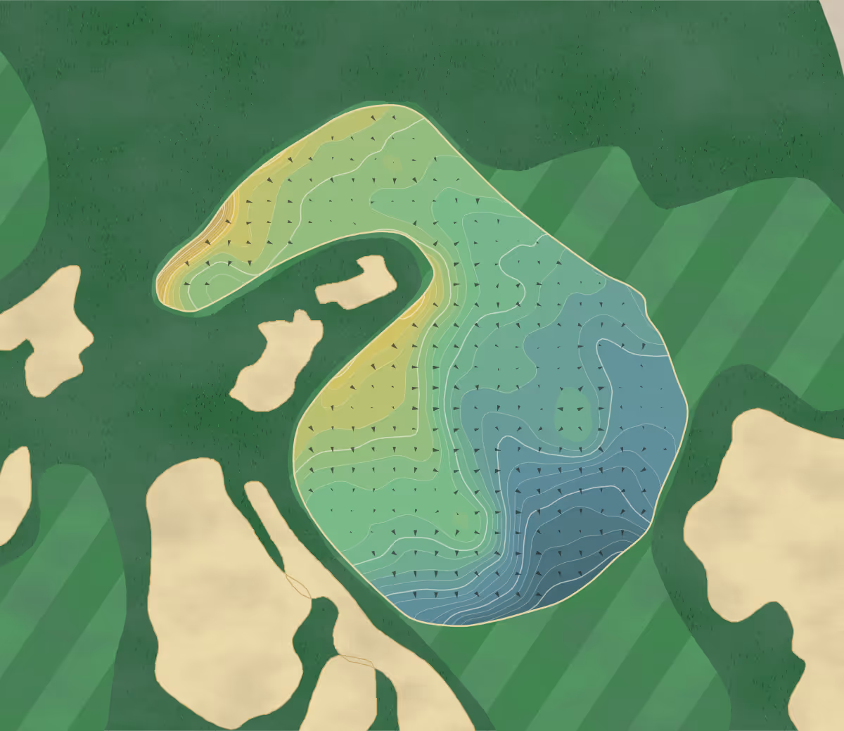 Green contour map of Friar's in Baiting Hollow, New York — 560 elevation contours at a 3-inch interval with fall-line arrows, traced from 1-meter lidar