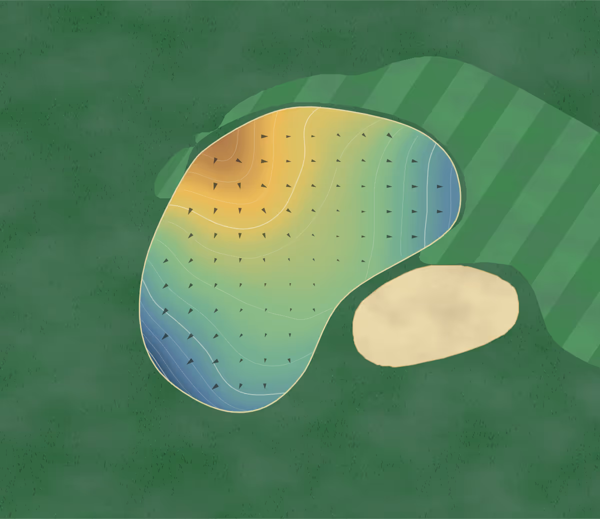Green contour map of Frog in Villa Rica, Georgia — 166 elevation contours at a 3-inch interval with fall-line arrows, traced from 1-meter lidar