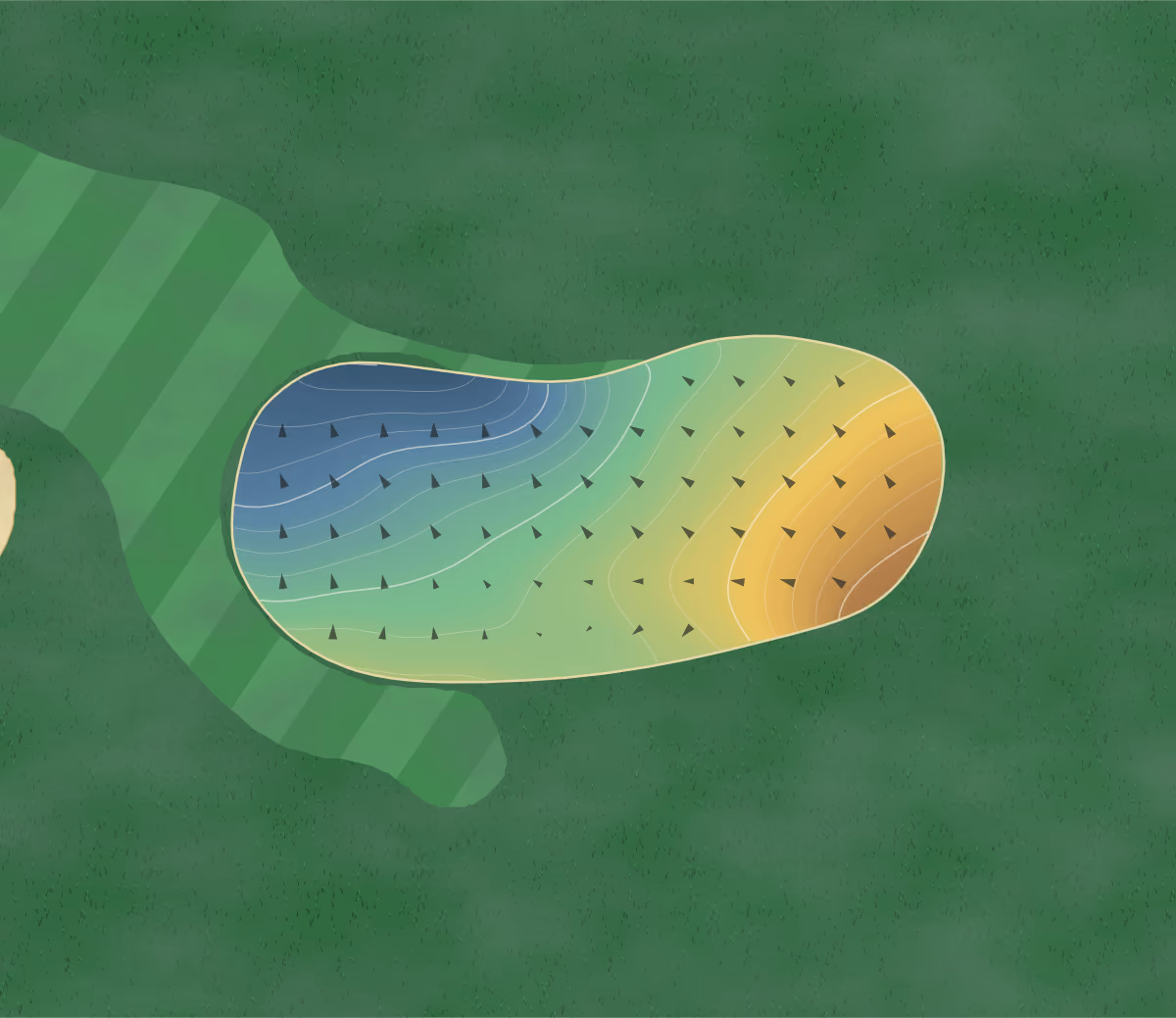 Green contour map of Frog Rock in Hammonton, New Jersey: 142 elevation contours at a 3-inch interval with fall-line arrows, traced from 1-meter lidar