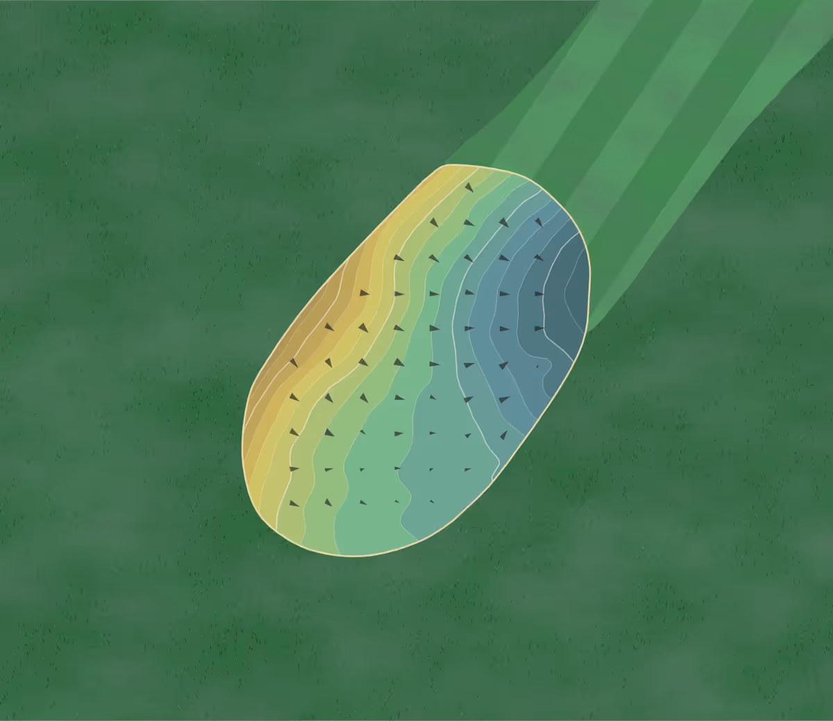 Green contour map of Furnace Brook in N. Quincy, Massachusetts — 104 elevation contours at a 3-inch interval with fall-line arrows, traced from 1-meter lidar