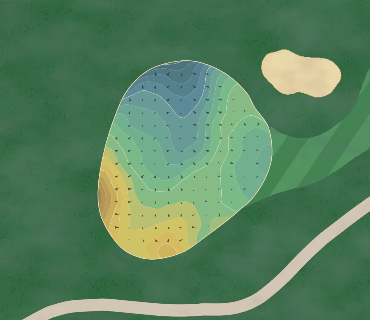 Green contour map of Galloping Hill in Kenilworth, New Jersey — 248 elevation contours at a 3-inch interval with fall-line arrows, traced from 1-meter lidar