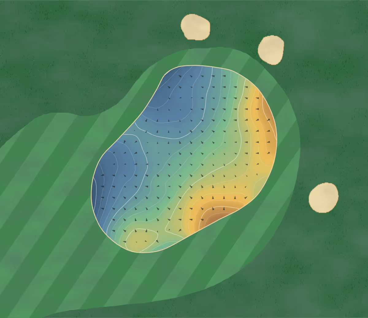 Green contour map of Galway Bay in Oranmore, Ireland: 208 elevation contours at a 8-centimeter interval with fall-line arrows, traced from 1-meter lidar