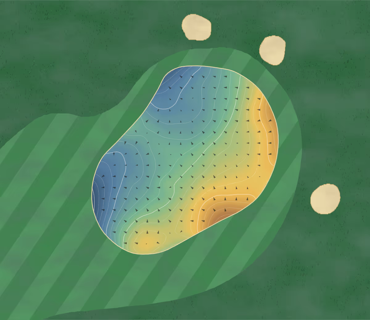 Green contour map of Galway Bay in Oranmore, Ireland — 209 elevation contours at a 8-centimeter interval with fall-line arrows, traced from 1-meter lidar